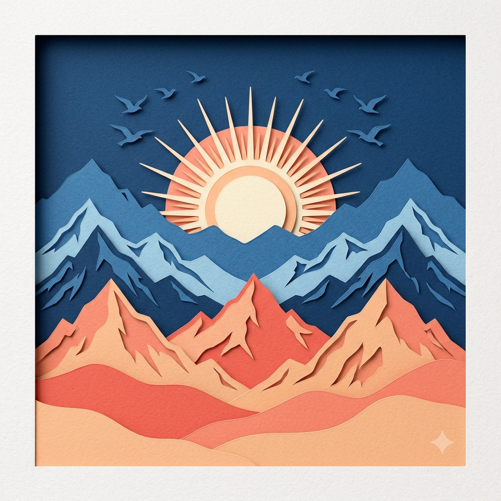 Vista previa del prompt: Composición de papel recortado por capas
