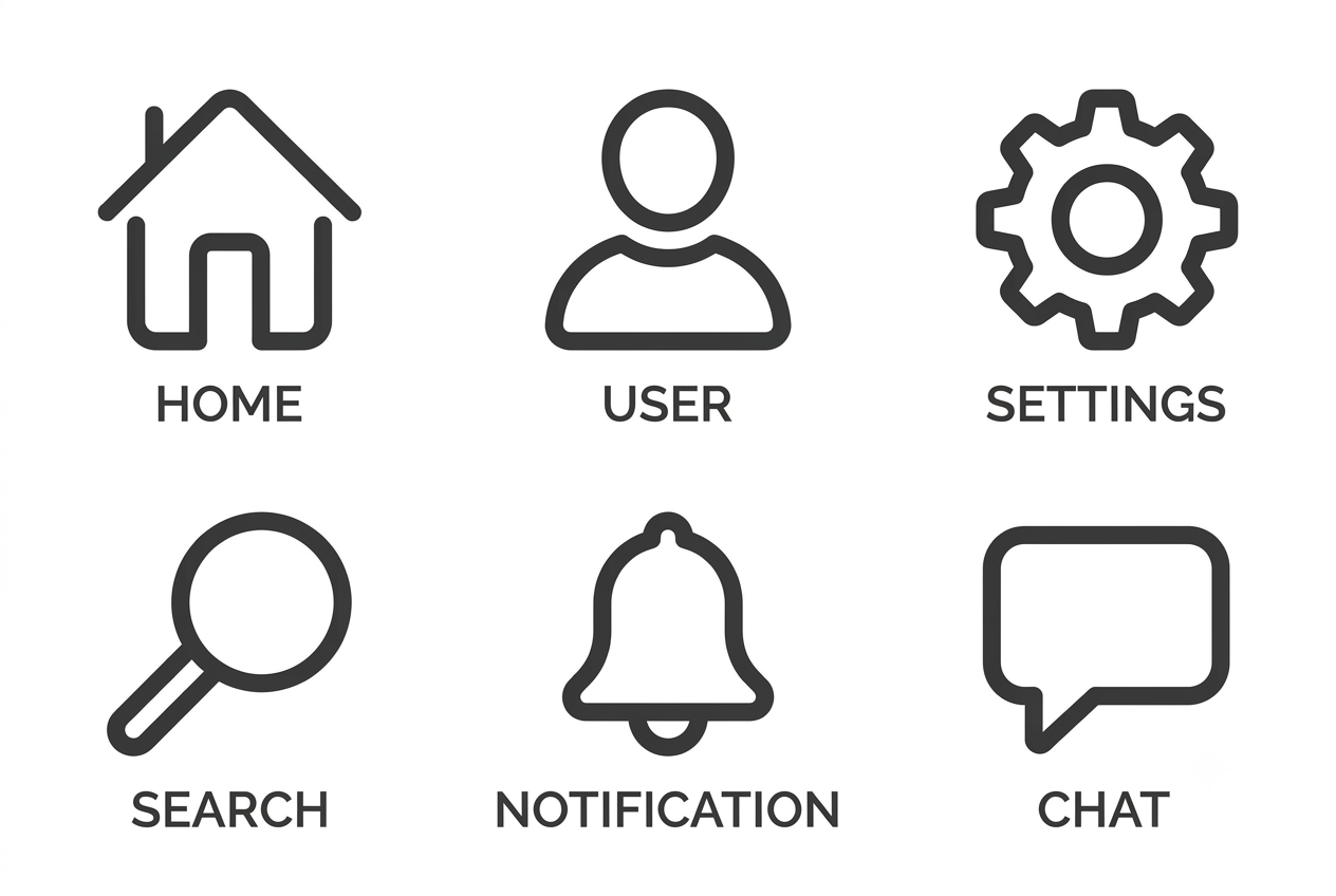 Vista previa del prompt: Set de iconos de línea coherentes para una web